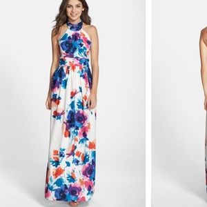 Eliza J Floral print halter maxi dress